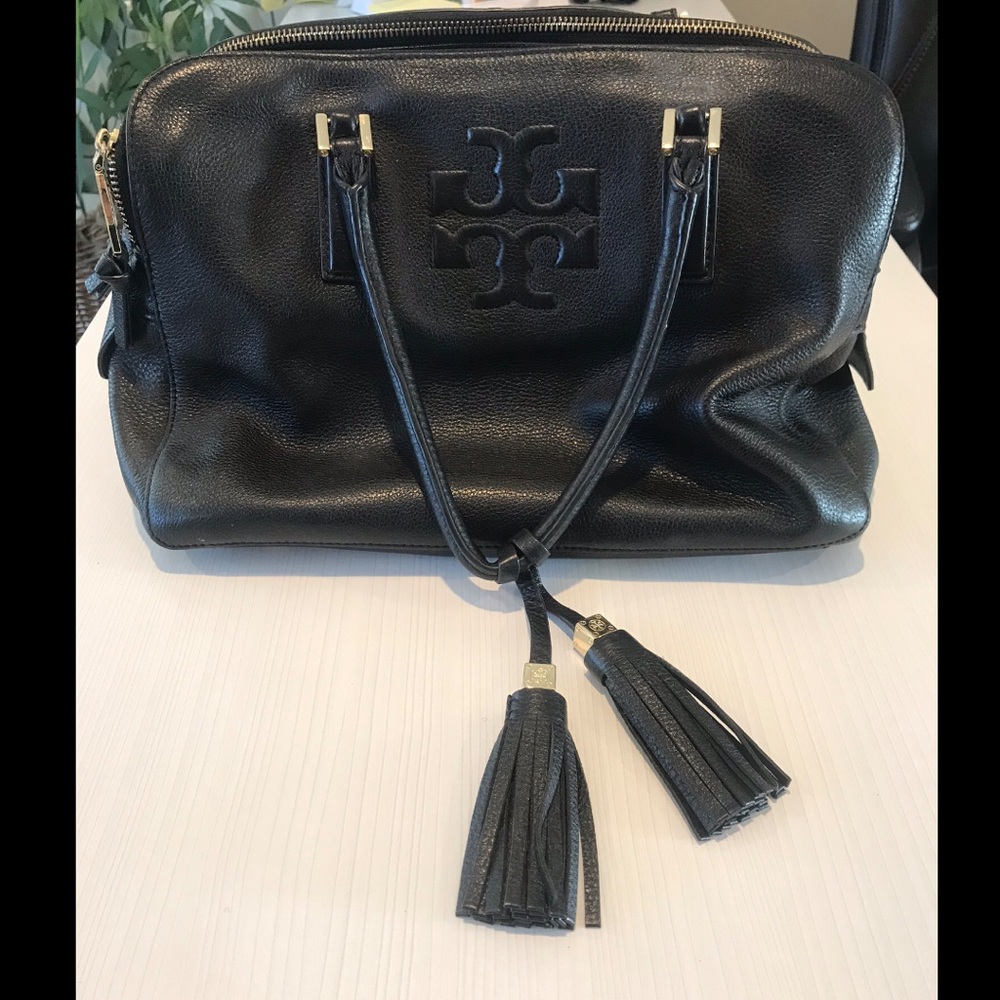 Tory Burch LEATHER Handbag (Black)